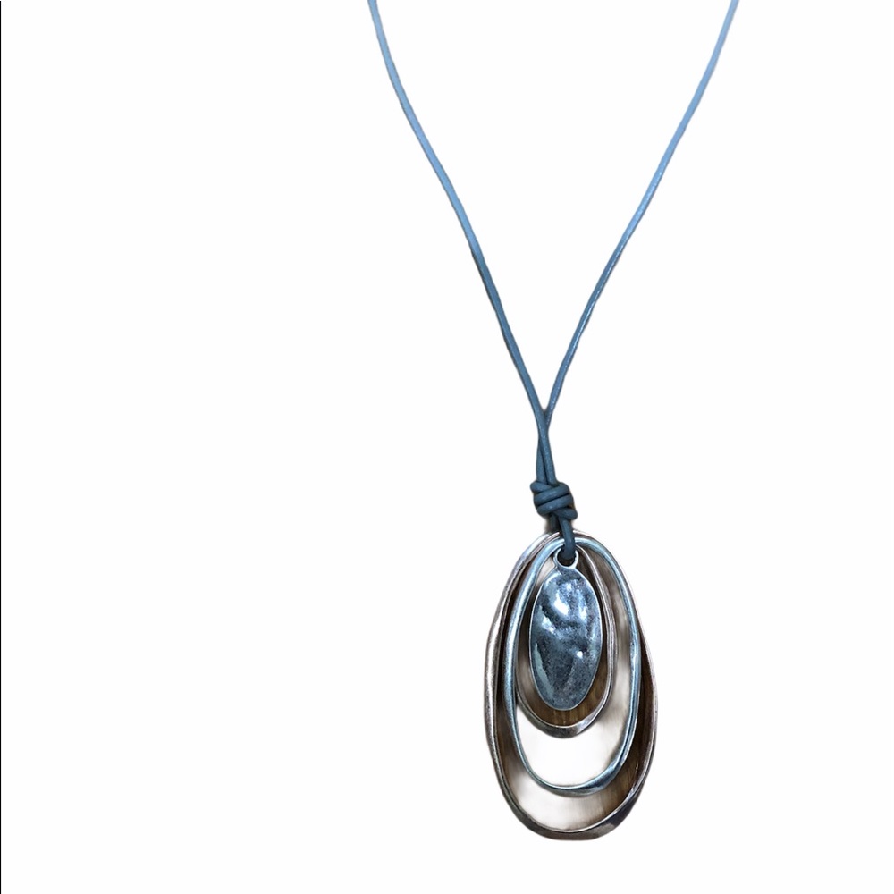 NECKLACE Oyster | NIB Rose Gold & Silver Gray cord